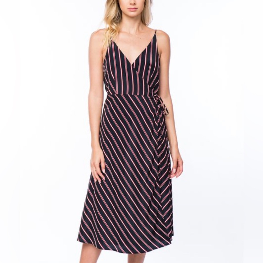 {Lumière } NWT  Navy & Red Stripe Wrap Dress Size Small